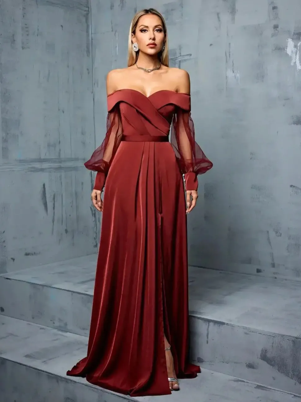 Robe demoiselle d'honneur longue bustier terracotta