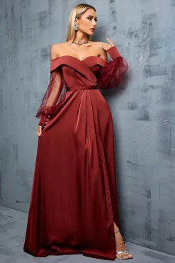 Robe demoiselle d'honneur longue bustier terracotta