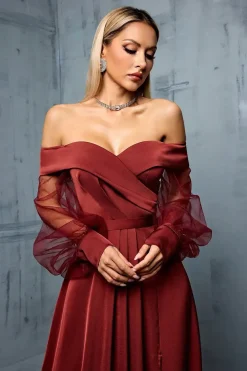 Robe demoiselle d'honneur longue bustier terracotta