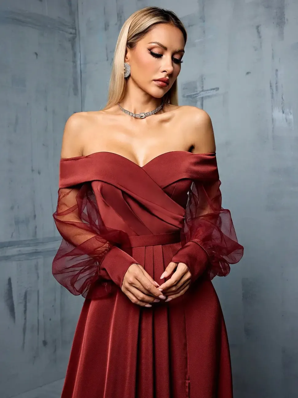Robe demoiselle d'honneur longue bustier terracotta