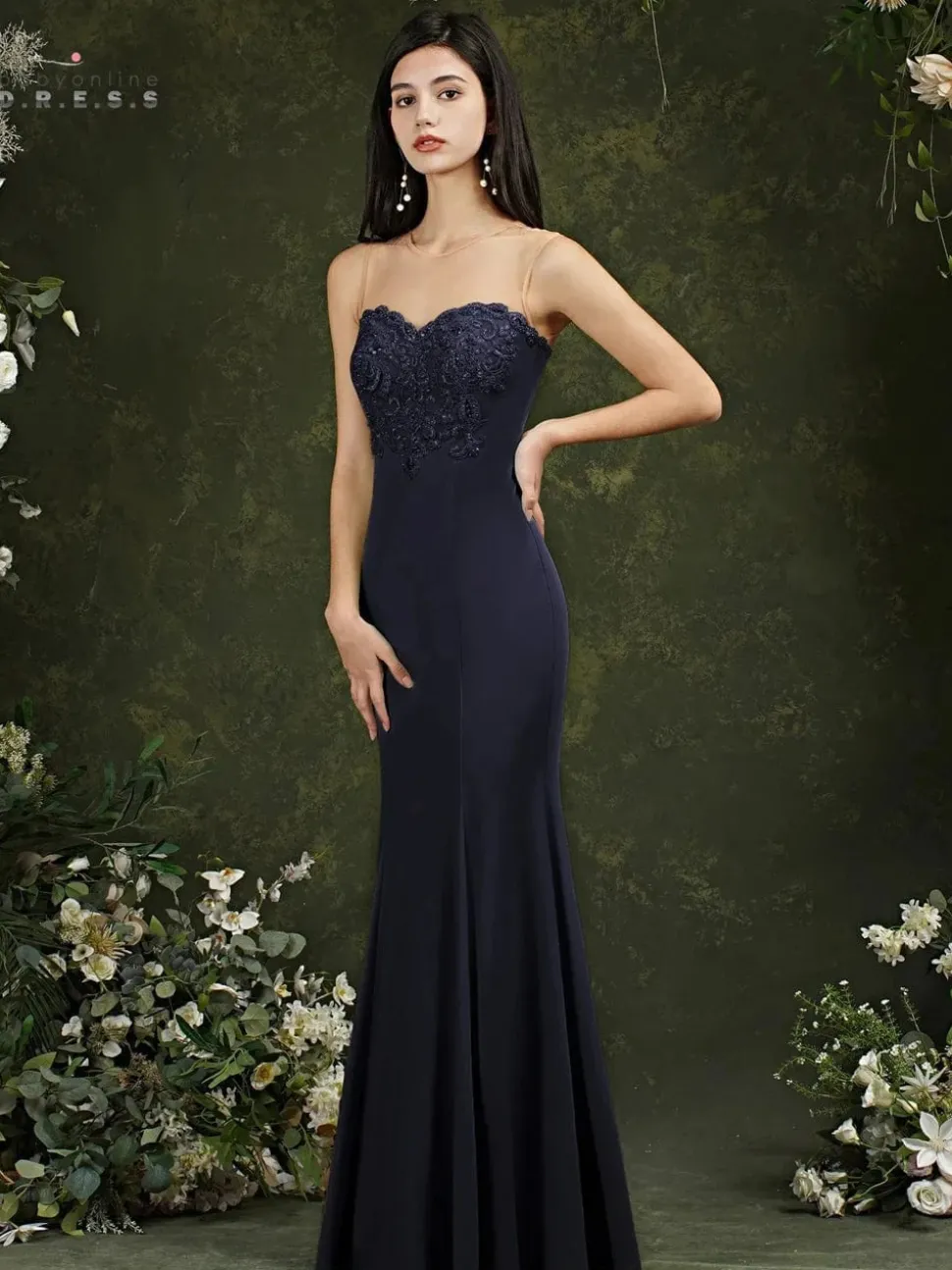 Robe demoiselle d'honneur longue coupe sirène