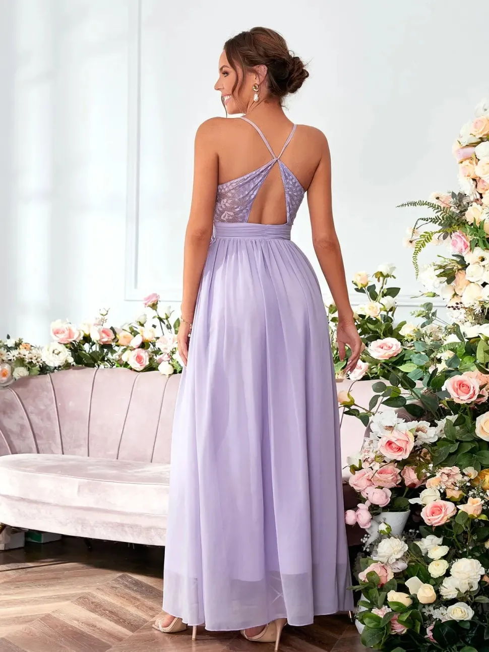 Robe demoiselle d'honneur mauve lilas