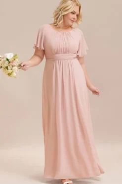 Robe demoiselle d'honneur rose grande taille longue