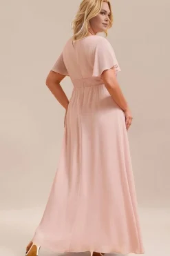 Robe demoiselle d'honneur rose grande taille longue