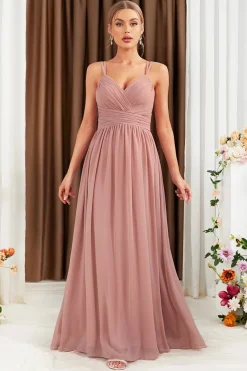 Robe demoiselle d'honneur rose poudré dos nu