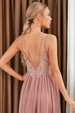 Robe demoiselle d'honneur rose poudré dos nu