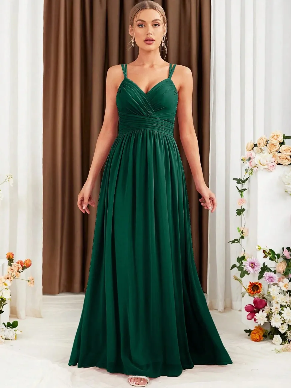 Robe demoiselle d'honneur rose poudré dos nu