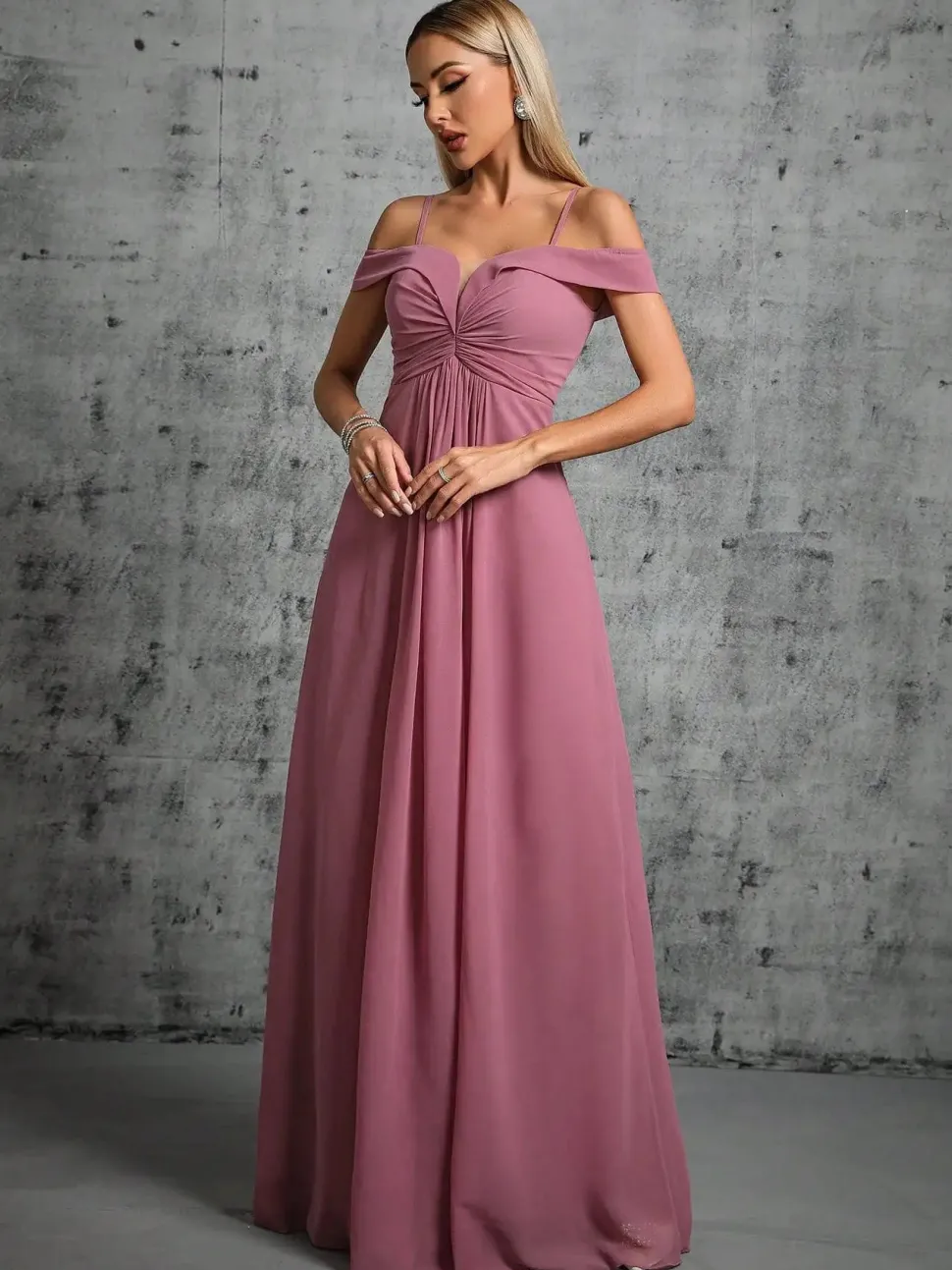 Robe demoiselle d'honneur rose pastel