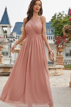Robe demoiselle d'honneur rose poudré