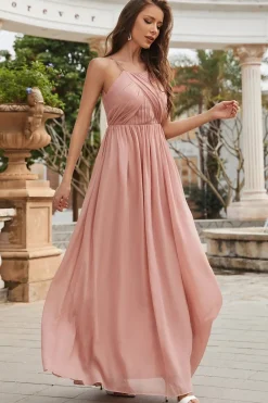 Robe demoiselle d'honneur rose poudré