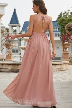 Robe demoiselle d'honneur rose poudré