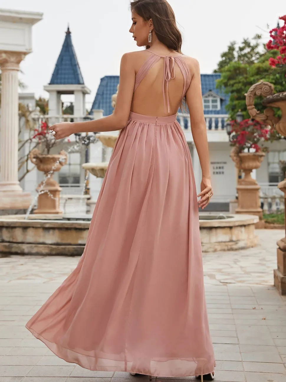 Robe demoiselle d'honneur rose poudré