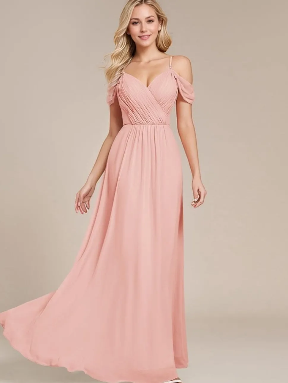 Robe demoiselle d'honneur rose longue dos nu