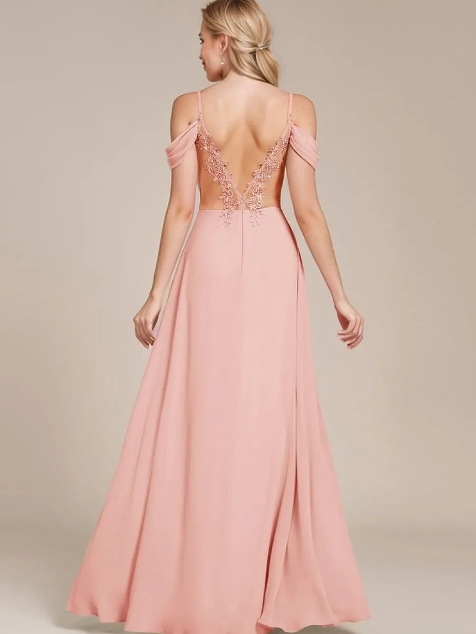 Robe demoiselle d'honneur rose longue dos nu