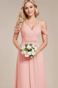 Robe demoiselle d'honneur rose longue dos nu