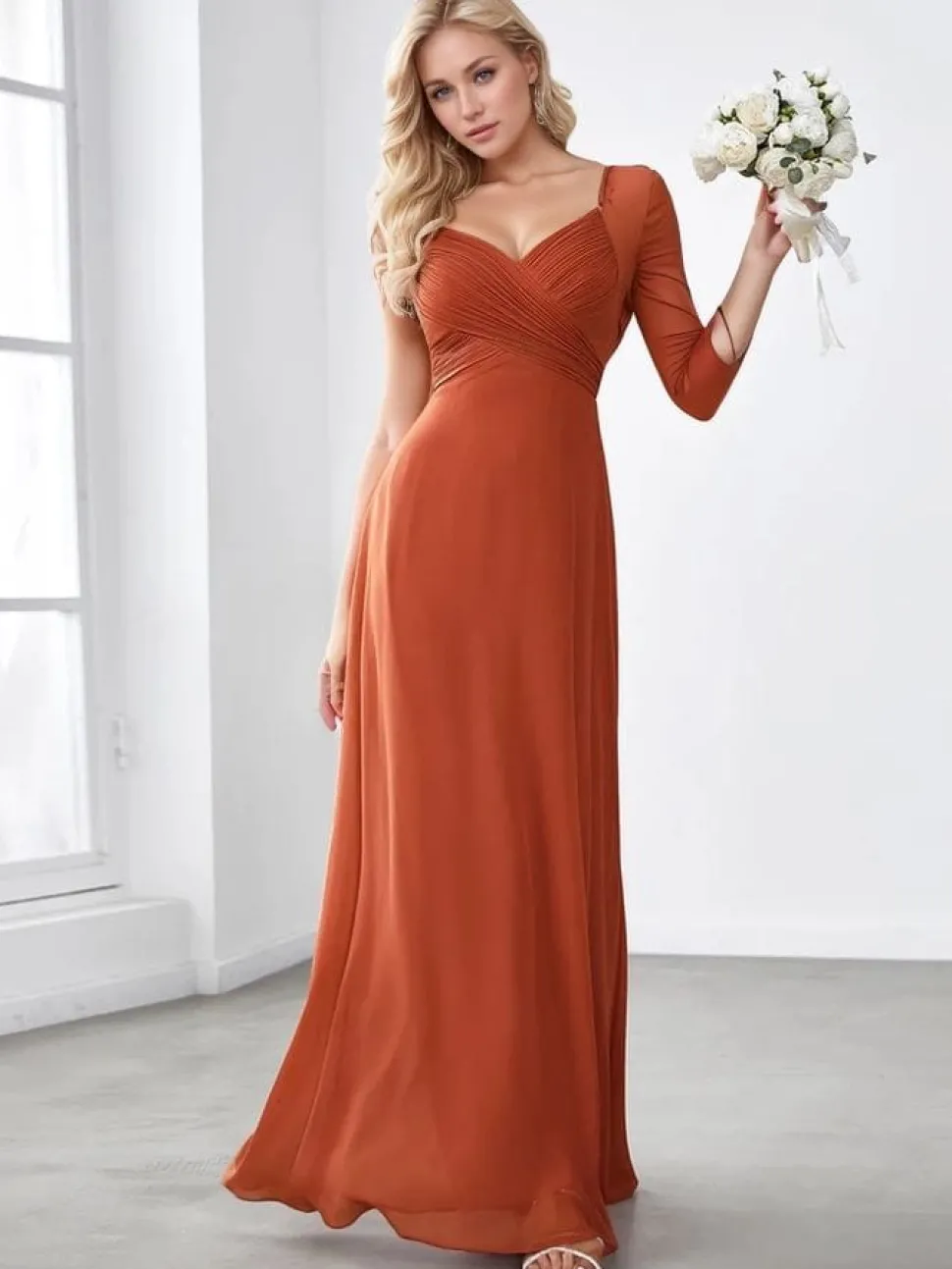 Robe demoiselle d'honneur terracotta longue dos ouvert