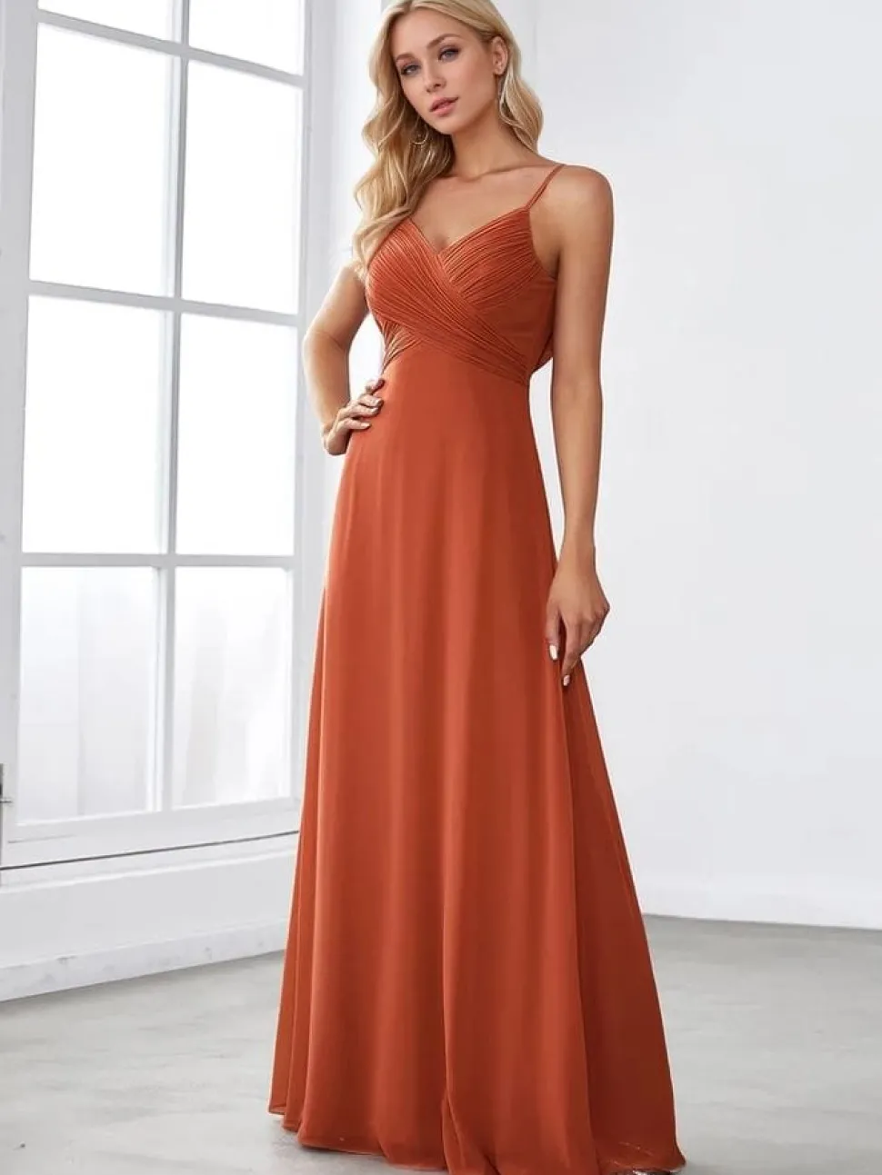 Robe demoiselle d'honneur terracotta longue dos ouvert