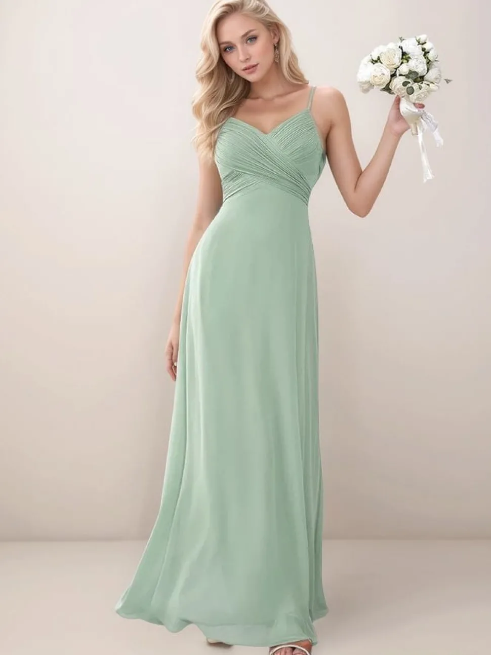 Robe demoiselle d'honneur vert sauge dos ouvert