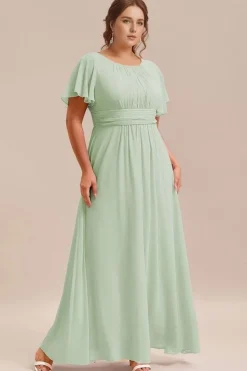Robe demoiselle d'honneur vert sauge longue fluide grande taille