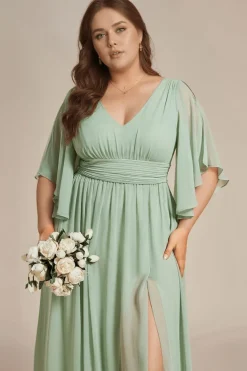 Robe demoiselle d'honneur vert sauge grande taille