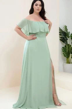 Robe demoiselle d'honneur verte sauge grande taille