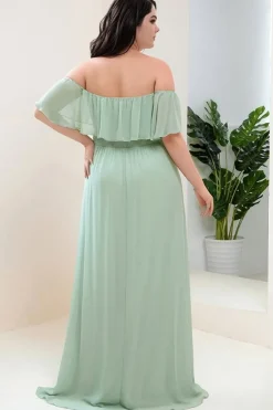 Robe demoiselle d'honneur verte sauge grande taille