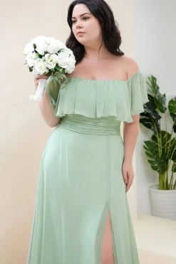 Robe demoiselle d'honneur verte sauge grande taille