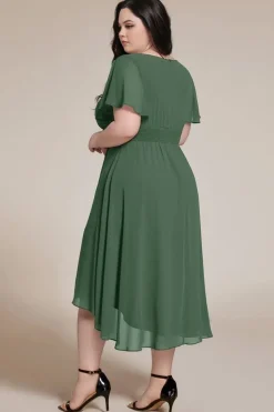 Robe demoiselle d'honneur verte asymétrique plus size