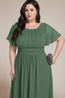 Robe demoiselle d'honneur verte asymétrique plus size