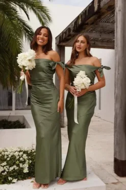 Robe demoiselle d'honneur vert olive