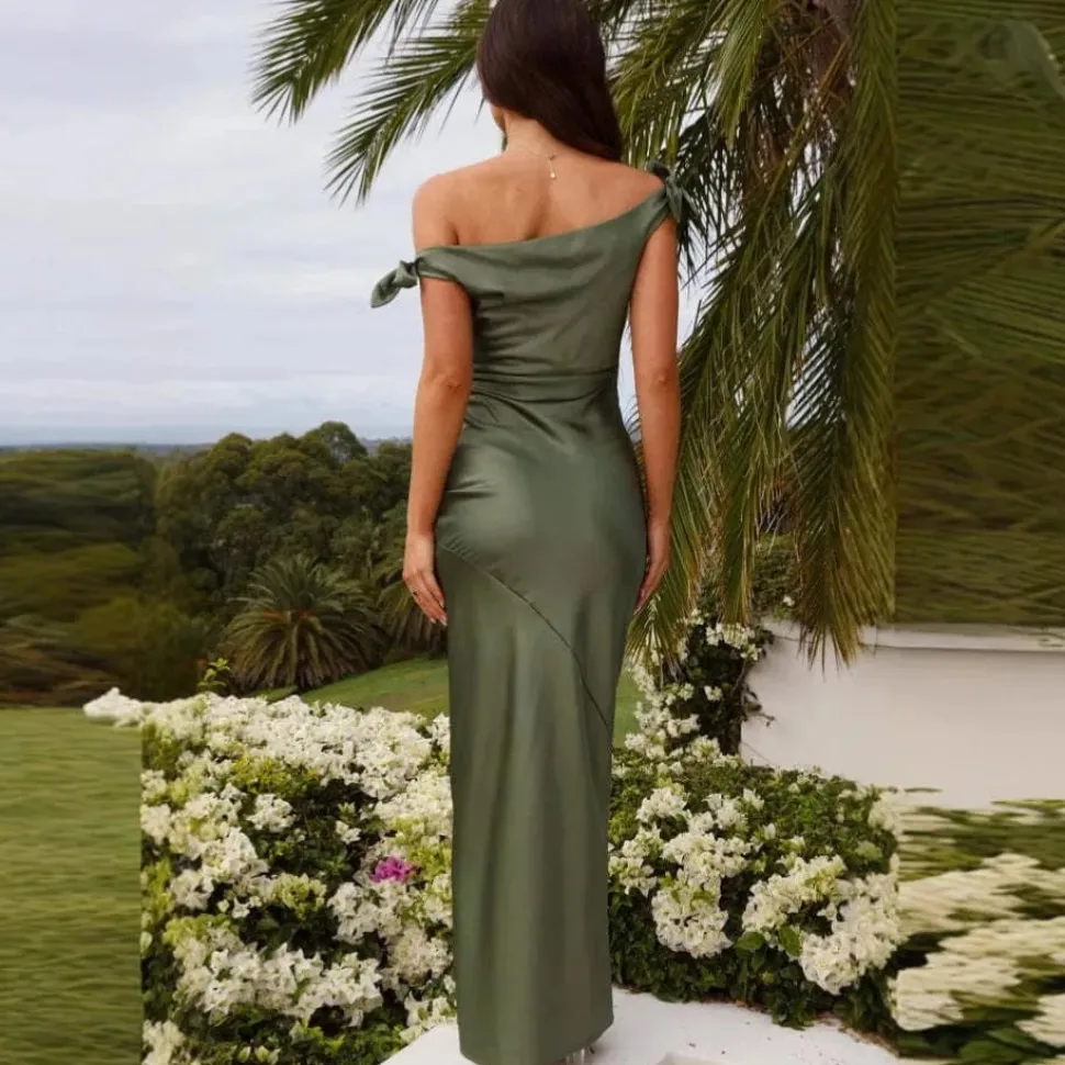Robe demoiselle d'honneur vert olive
