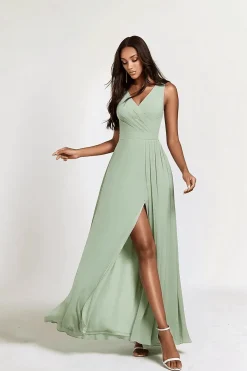 Robe demoiselle d'honneur verte menthe longue