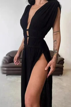 Robe de plage bohème fendue longue