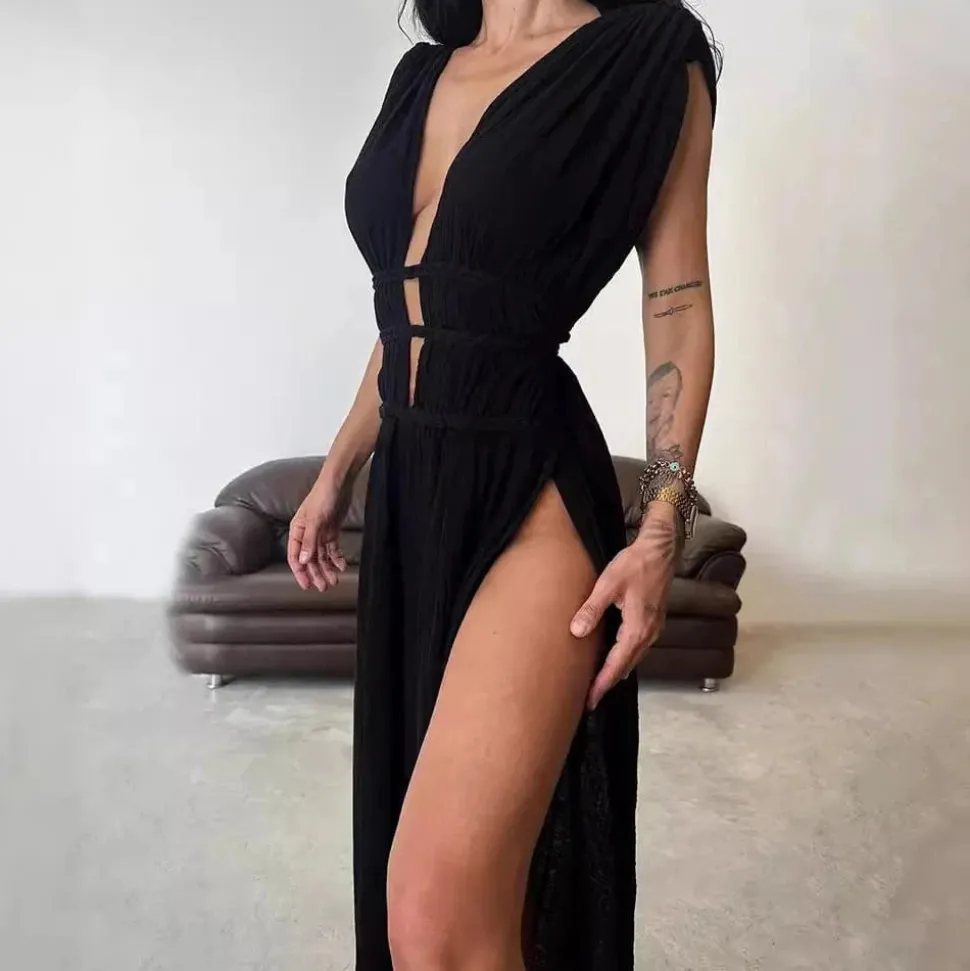 Robe de plage bohème fendue longue