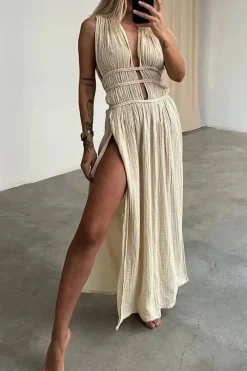 Robe de plage bohème fendue longue