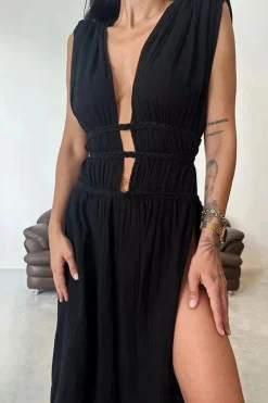 Robe de plage bohème fendue longue