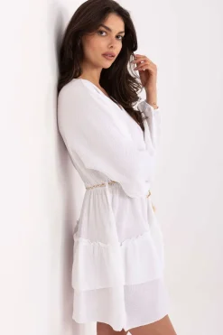Robe de plage courte bohème manches longues