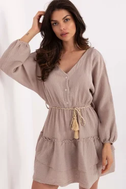 Robe de plage courte bohème manches longues