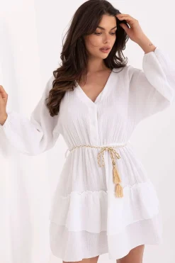 Robe de plage courte bohème manches longues