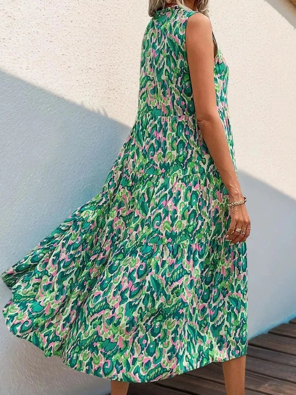 Robe de plage fleurie sans manches
