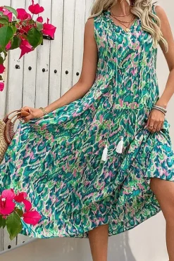 Robe de plage fleurie sans manches
