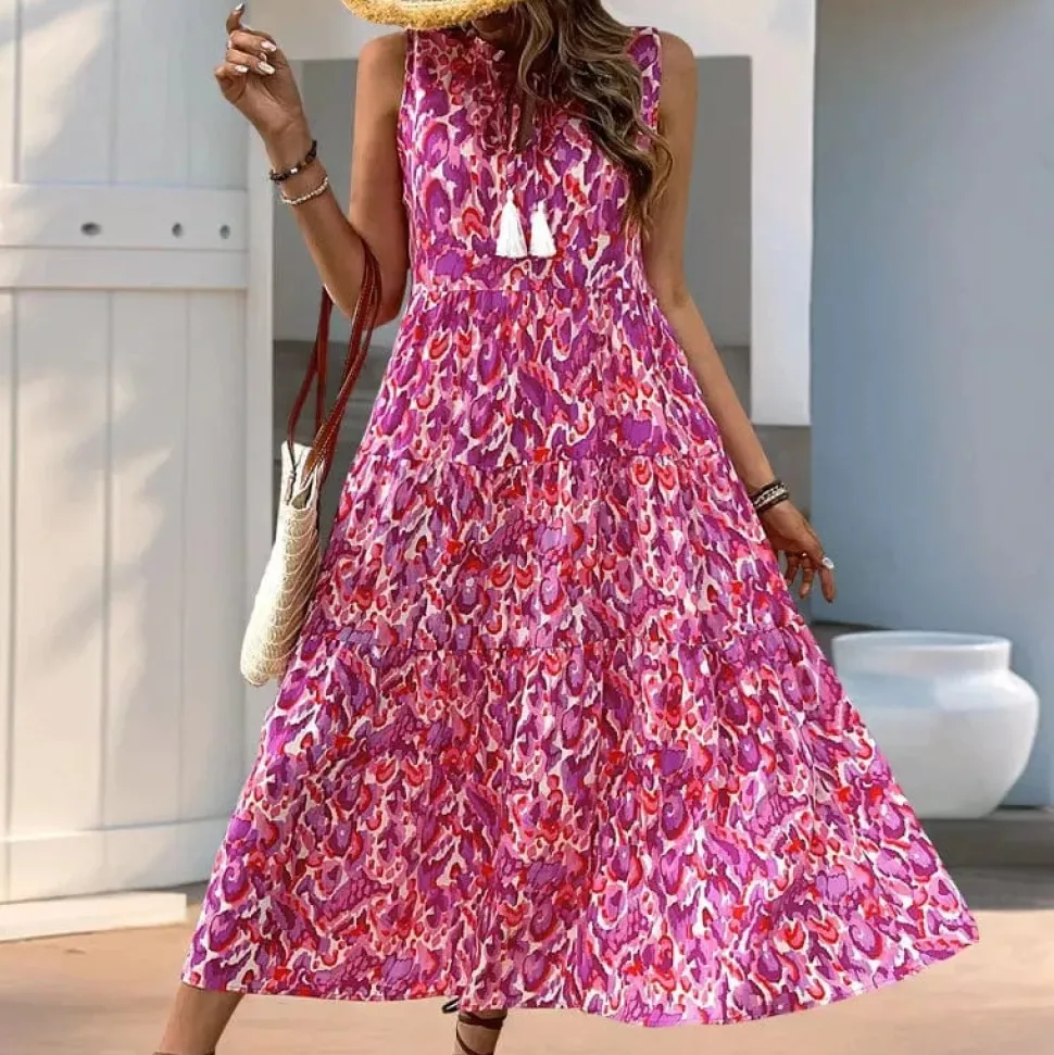 Robe de plage fleurie sans manches