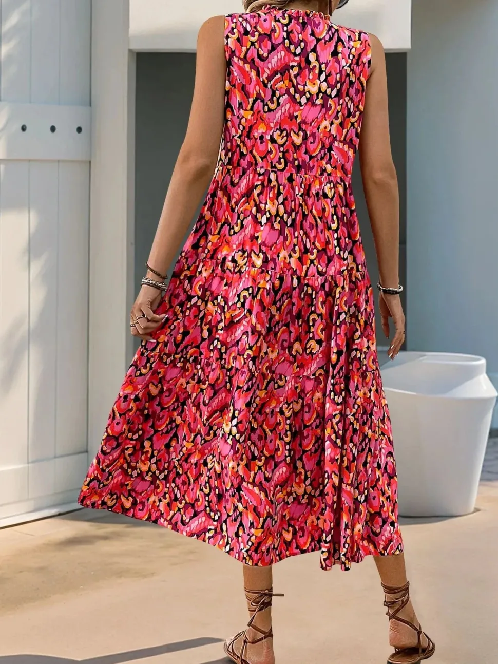 Robe de plage fleurie sans manches