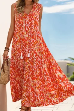 Robe de plage fleurie sans manches