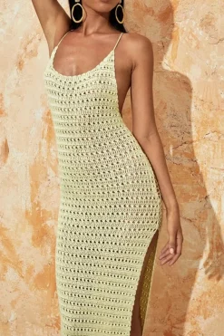 Robe de plage jaune longue dos nu