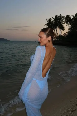 Robe de plage manches longues transparente