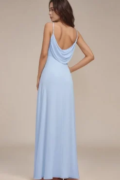 Robe de soirée bleu ciel longue dos nu