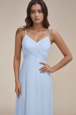 Robe de soirée bleu ciel longue dos nu