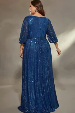 Robe de soirée bleue grande taille