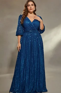 Robe de soirée bleue grande taille